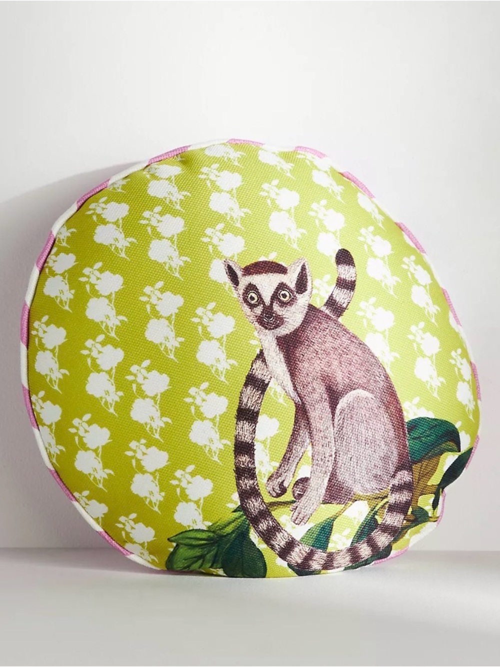 Maeve for Anthropologie Round Pillow with Lemur